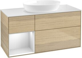 V&B Waschtischunterschrank Finion in Weiß lackiert mit Eichenregal, Breite: 120 cm, Tiefe: 50,1 cm, Höhe: 50,1 cm - Bild 1