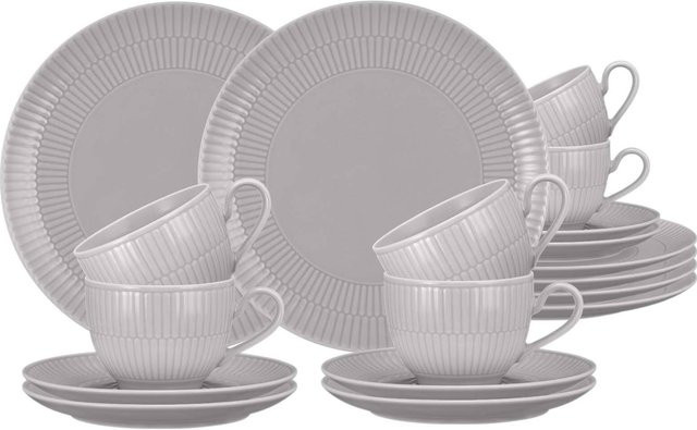 Seltmann Weiden Kaffeeservice Amina 18-teilig aus Porzellan in Silbergrau - Bild 1