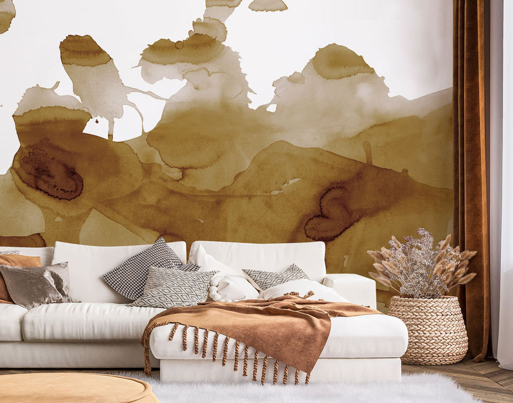 Tenue de Ville Mural Fuse Wandtapete in Ocker und Braun mit abstraktem Landschaftsmotiv aus Vlies, Breite: 300 cm, Höhe: 300 cm - Bild 2