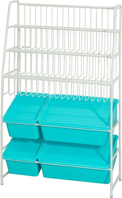 SoBuy Spielzeugkiste im Industriestil mit 3 Regalböden in Blau/Türkis, B/T/H: 102,5 x 60,5 x 25,5 cm - Bild 1