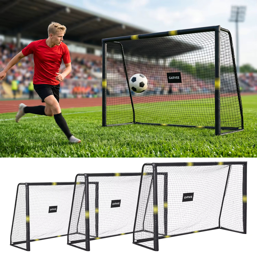 HiMISS Tragbares Fußballtor für den Garten in Schwarz mit robustem Stahlrahmen und Bodenbefestigungen - Bild 2