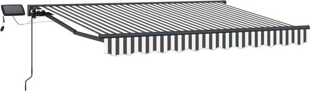vidaXL Manueller Markisenrahmen mit LEDs in Anthrazit und Weiß, B: 350 cm, T: 200 cm - Bild 1