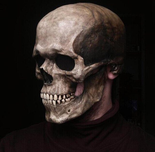 Ganzkopf-Totenkopfmaske, Helm mit beweglichem Kiefer, Fantasy, Kunststoff - Bild 1