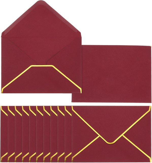 30 Stück A7-Umschläge mit V-Klappe und goldenem Rand, selbstklebend, ideal für Hochzeitskarten und Valentinstag-Einladungen - Bild 1