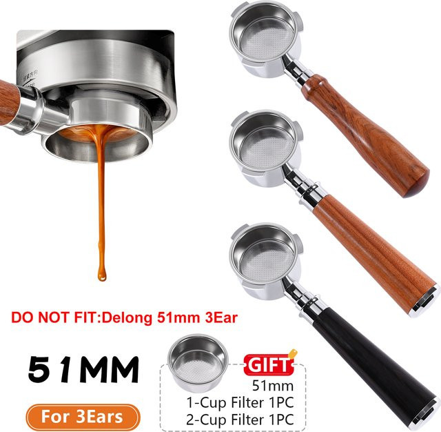 Kacacao Kaffee-Siebträger ohne Boden 51 mm in Silber für Homix H11 Oster Cecotec Hibrew 1/2 Cup Ersatzfilterkorb für Espresso-Maschinen - Bild 1
