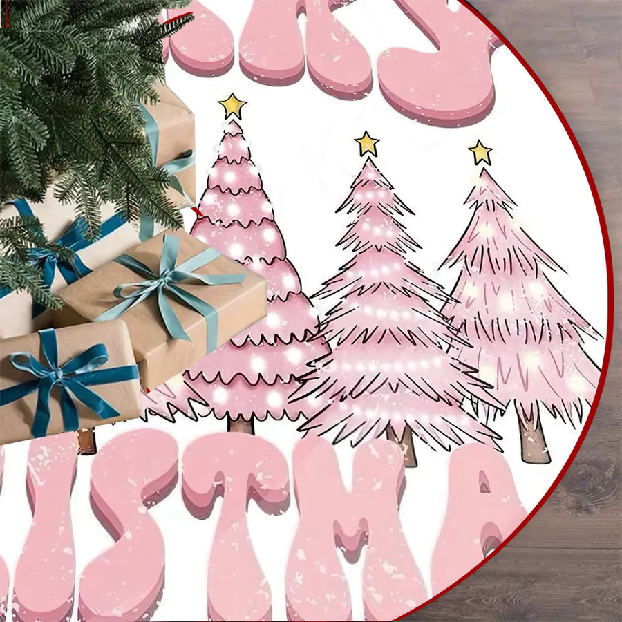 VIKAMA Weihnachtsbaum Rock Pink mit Art Doodle Alphabet Design als Weihnachtsdekoration - Bild 3