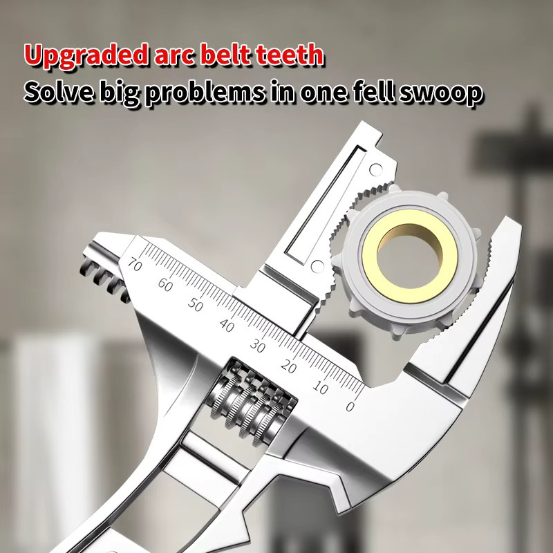 Deli Multifunktions-Rohrschlüssel aus Aluminiumlegierung, Silber, Einstellbarer Dual-Use-Schlüssel für Reparatur und Installation von 6-68mm - Bild 5