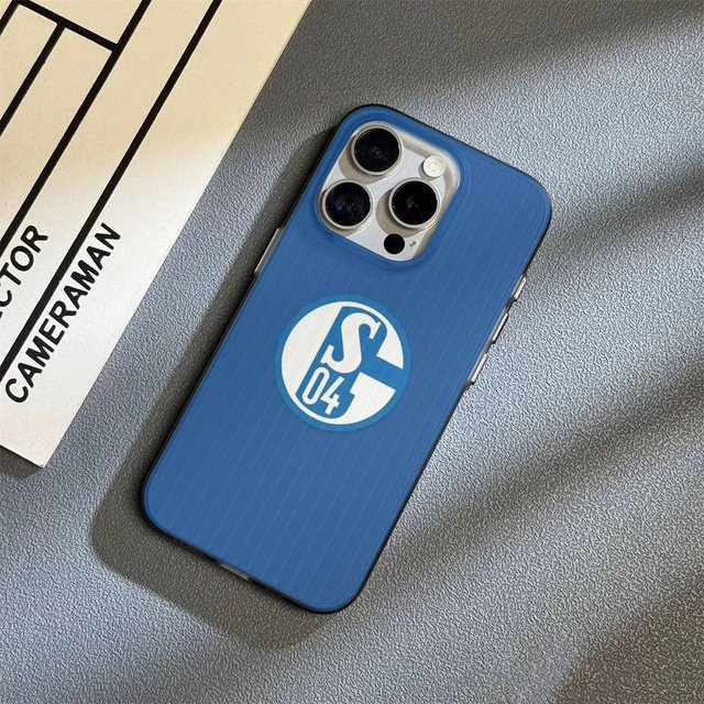 Schalke 04 Handyhülle aus geriffeltem Silikon für iPhone 11 bis iPhone 17 Pro Max Plus Pro in Blau - Bild 1