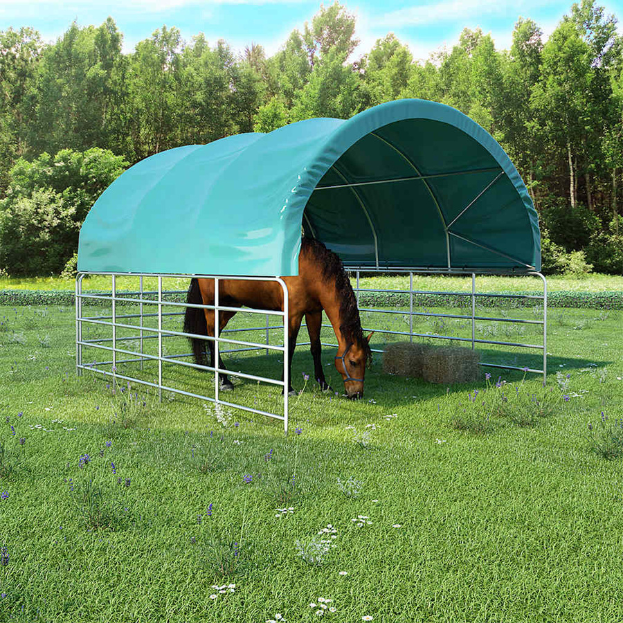 vidaXL Weidezelt aus PVC und Stahl in Dunkelgrün, B/H/T: 370 x 160 x 370 cm - Bild 5