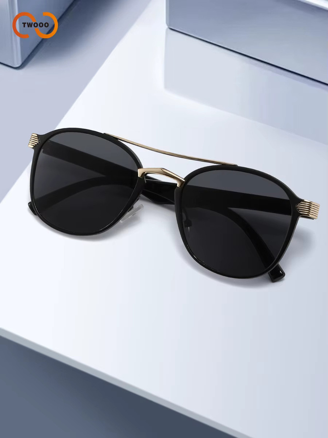 TWOOO Aviator Sonnenbrille, Unisex, Metall, schwarz, verspiegelt - Bild 2