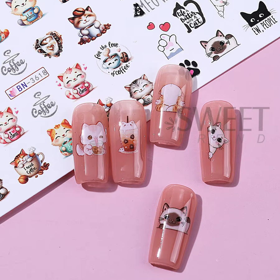 SWEET TREND Nagelaufkleber, Cartoon-Wasser-Nagelaufkleber, 12 Designs - Bild 2