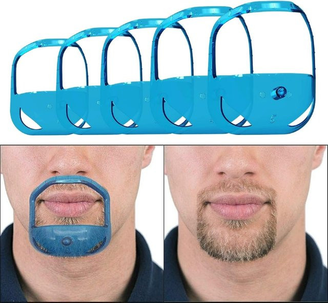 Bartformwerkzeug Set, 5 Stück, blau und transparent, für Herren - Bild 1