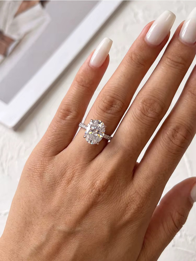 DWJ Moissanit-Diamantring, 925 Silber, Damen - Bild 3
