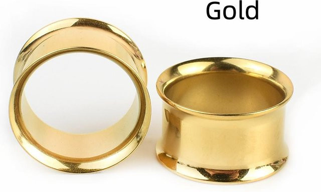 JIAPEIJIA Ohrstöpsel, Edelstahl, Gold, Unisex, 3–50 mm - Bild 1