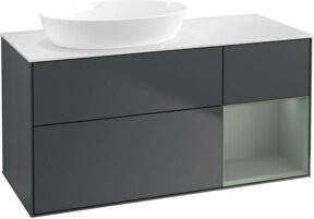 V&B Waschtischunterschrank Finion mit Wandbeleuchtung in Eiche lackiert und Grau, Breite: 120 cm, Tiefe: 50,1 cm, Höhe: 50,1 cm - Bild 1