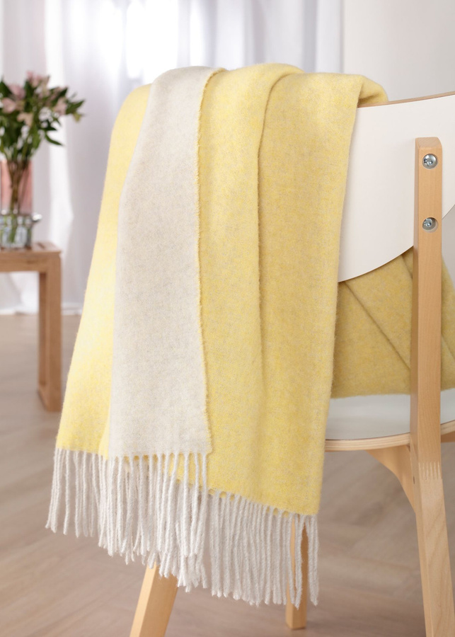 Biederlack Wohndecke Kaschmirplaid aus Wolle mit Fransen, Reversible Double Face, B/B: 170 x 130 cm - Bild 1