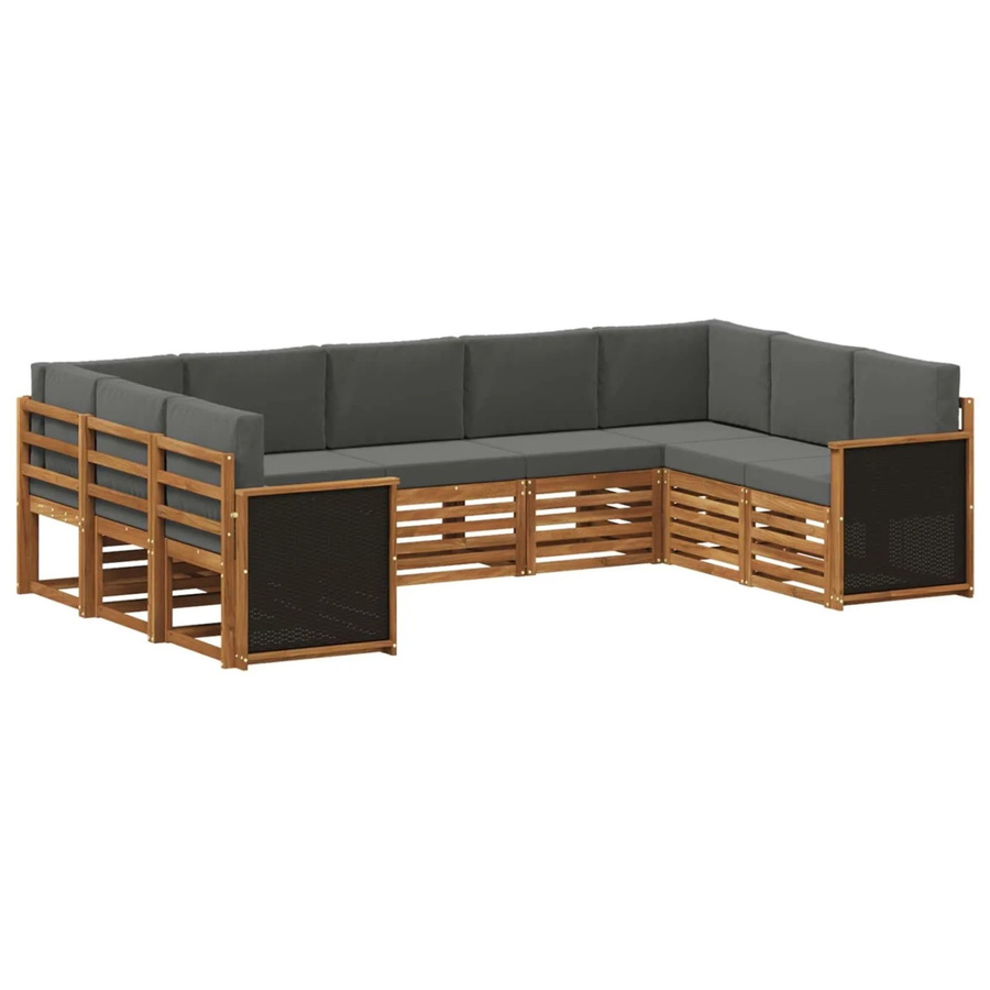 vidaXL Sofagarnitur aus Massivholz Akazie in Anthrazit mit Latten-Design und Armlehnen - Bild 2