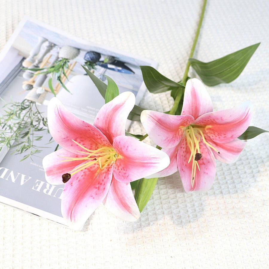 WTEMPO Seidenblume Lilie als künstliches Blumenbouquet zur Dekoration für Wohnzimmer und Esstisch - Bild 2