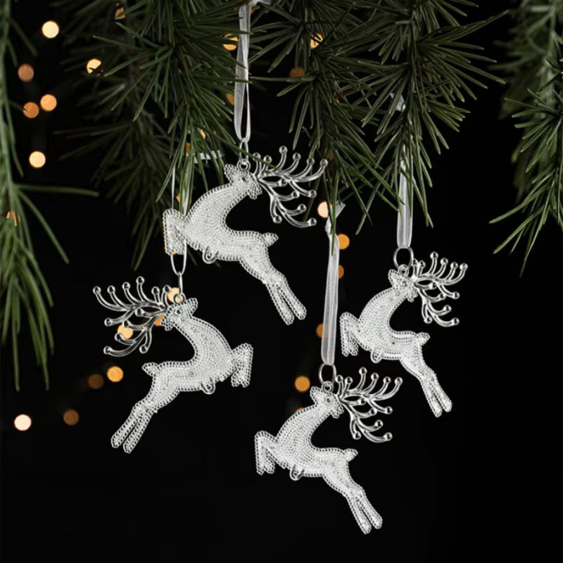 4er-Set Weihnachtsbaum-Rentier-Hängeornamente aus transparentem Kunststoff für deine Weihnachtsdekoration - Bild 3