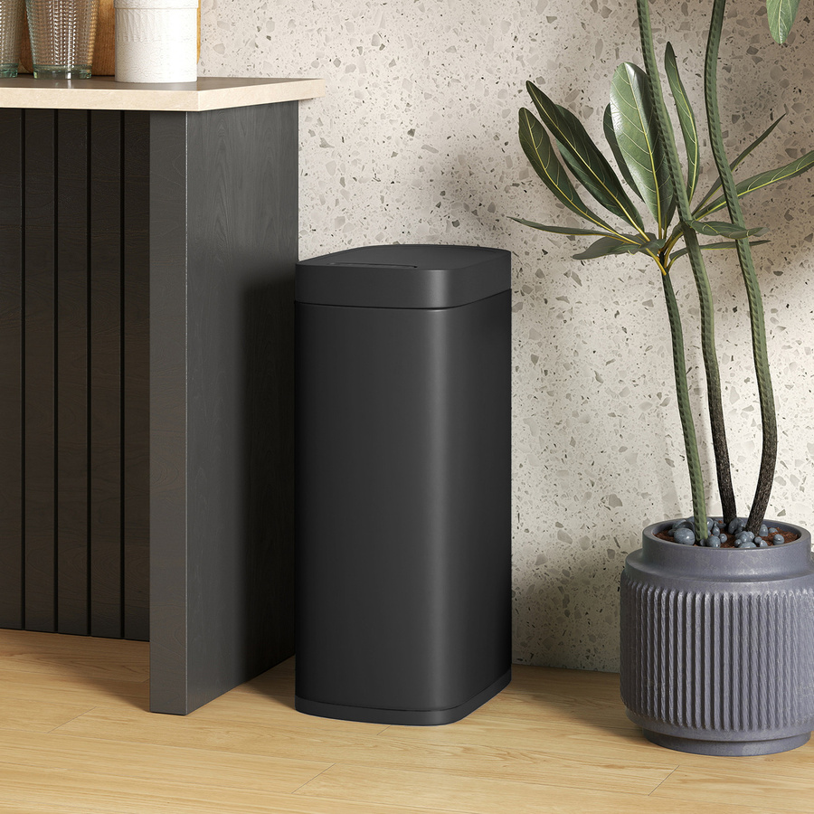 HOMCOM Sensor-Mülleimer 50l Schwarz mit Bewegungssensor und Fingerabdruckschutz - Bild 2