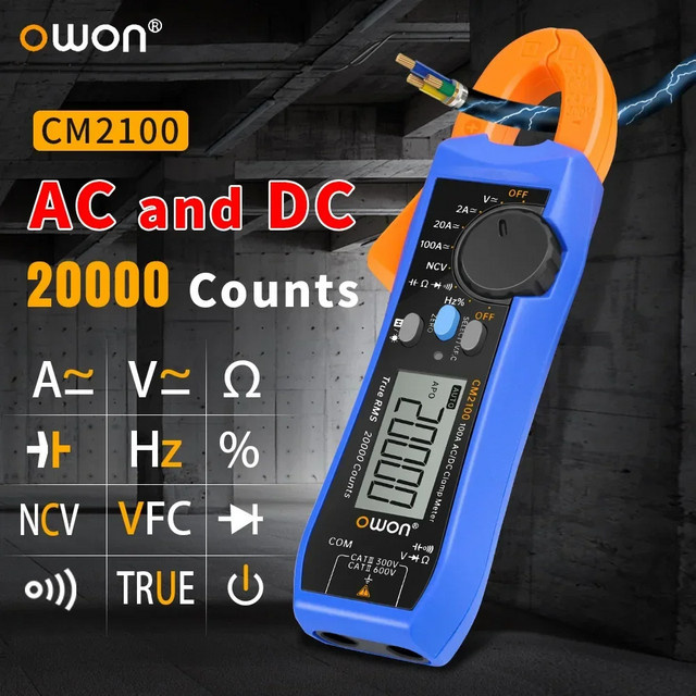 OWON CM2100B Digitales Multimeter True RMS Stromzange mit 20.000 Zählungen, AC/DC Ampèremeter in Blau - Bild 1