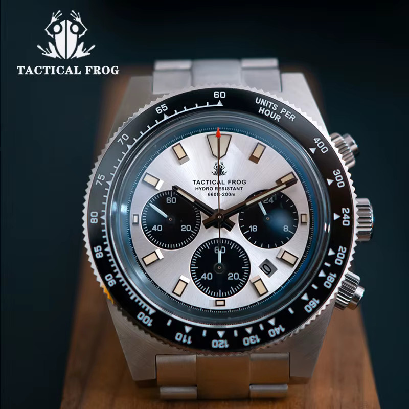 Taktischer Frosch Chronograph, Solar, Edelstahl, Grün, 41 mm, Herren - Bild 3
