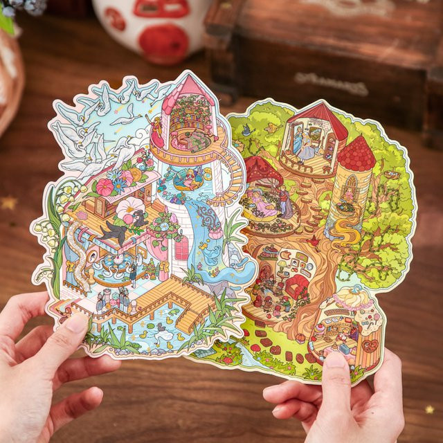 Mr.Paper Miniatur-Diorama-Aufkleber mit Märchenmotiv für DIY Scrapbook und Telefonhüllen, 4 Beutel, Multicolour - Bild 1