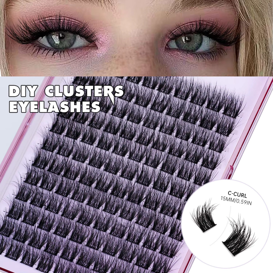 Lasvirey Cluster-Wimpern, 3D-Faux-Nerzwimpern, D-Locken, Unisex - Bild 3