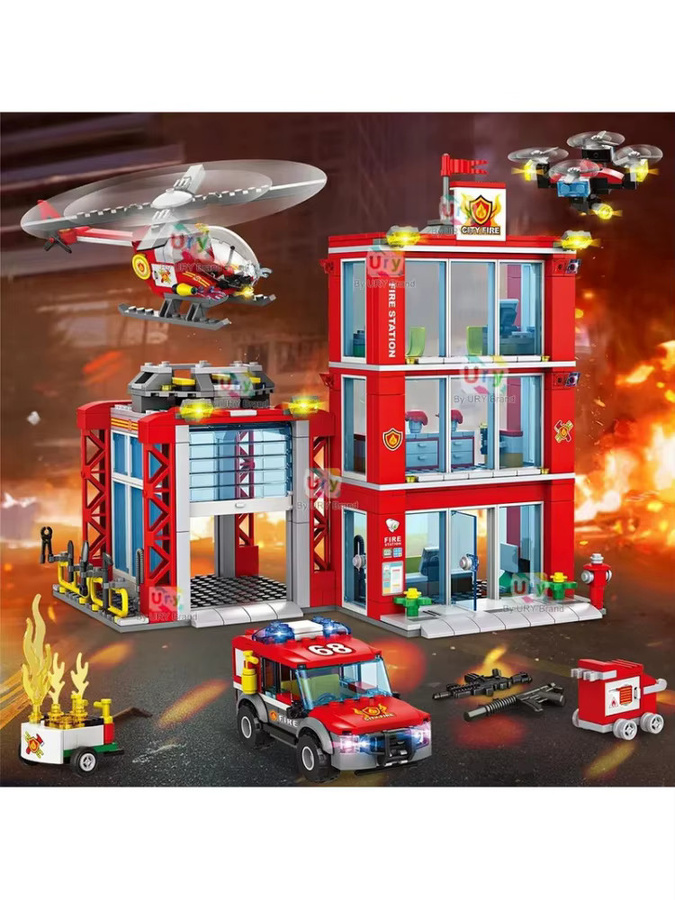 GSF Stadt Serie Feuerwehr, Baustein Rettungsfahrzeug, Bunt / Mehrfarbig - Bild 6