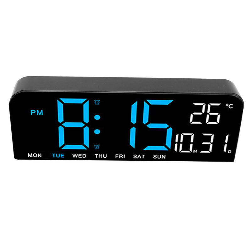 Tooarts Digitaler Wecker mit LED-Display, Wanduhr und Schreibtischuhr in Schwarz mit Temperatur-, Datums- und Wochenanzeige - Bild 7