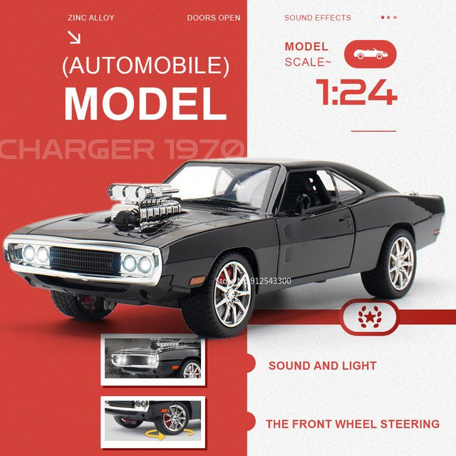 RMZ city Charger 1970 Hellcat, Automodell, Maßstab 1:24, mit Sound und Licht - Bild 1