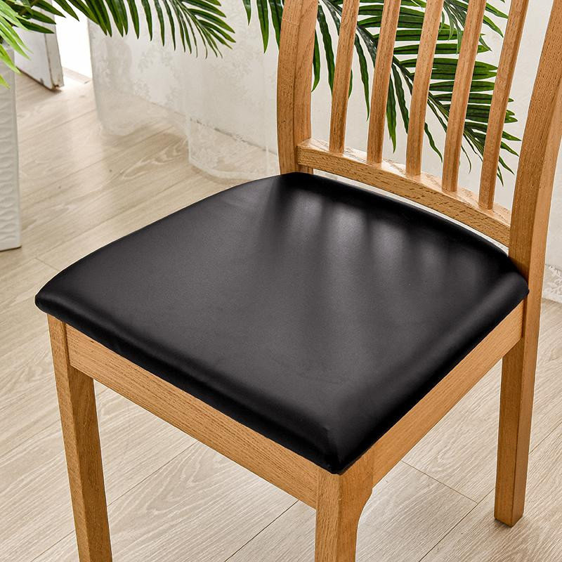 Leorate Sitzbezug für Esszimmerstühle aus PU-Leder, wasserabweisend und elastisch, Schwarz - Bild 3