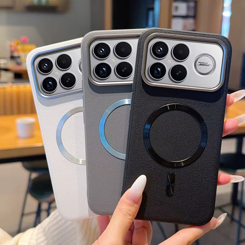 Vegane Leder-Handyhülle mit Magnetverschluss und Metall-Linsenschutz für Xiaomi Poco F8 Ultra Pro und Redmi K90 Pro Max in Grau - Bild 2