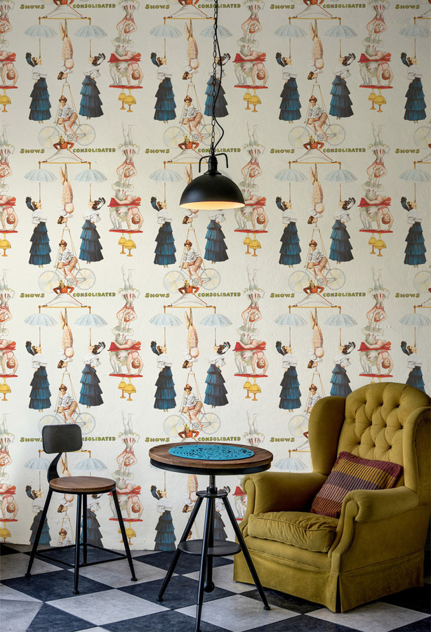MINDTHEGAP Mural Tapete The Great Show WP20002 Vintage Design in Blau Rot Multicolour - Bild 1