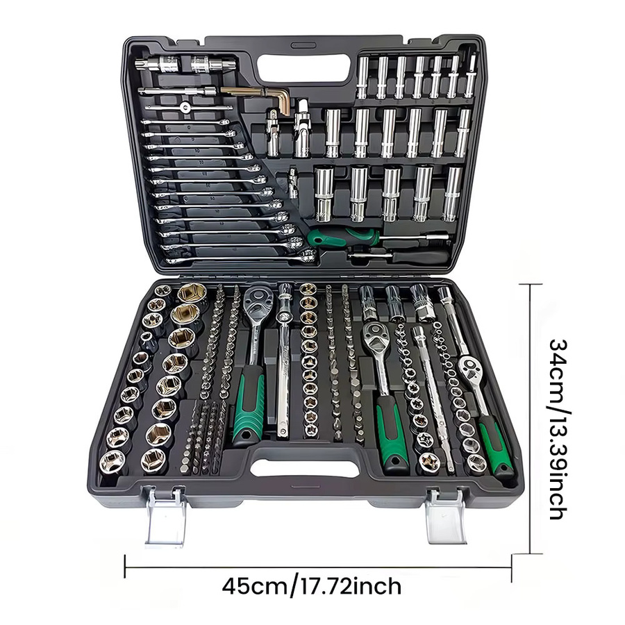 Podofo 216-teiliger Mechaniker-Steckschlüsselsatz mit 1/4-Zoll und 1/2-Zoll Ratschenwerkzeug-Set inklusive Aufbewahrungsbox für Auto- und Motorradreparatur - Bild 3