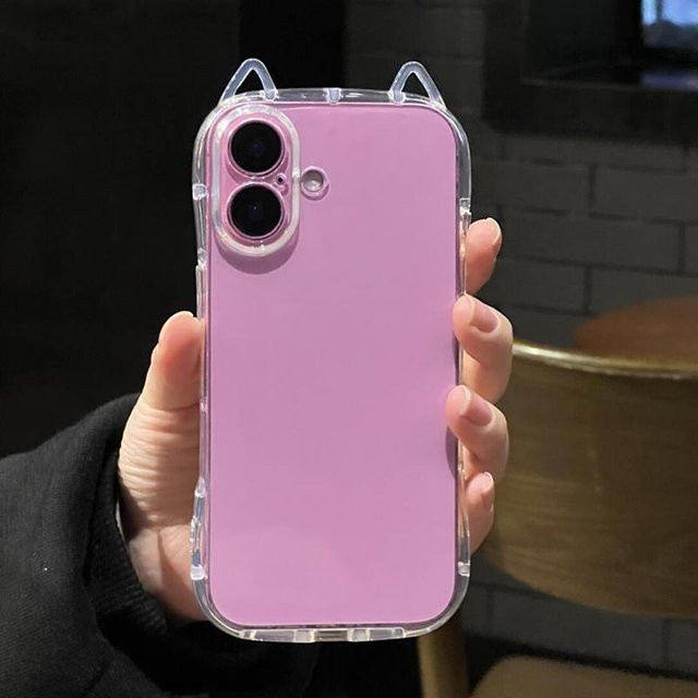 Transparente Handyhülle mit 3D-Katzenohren von Tuiying002 für iPhone 16 Pro Max, 15, 14, 11 Plus – Stoßfeste TPU Schutzhülle in Transparent - Bild 1