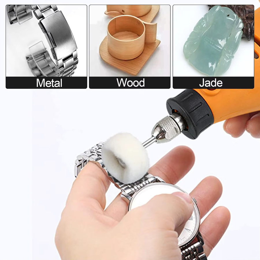 SI FANG Mini-Schleifscheibe Filz-Schleifkopf mit 2,3/3 mm Schaft als Metallpolierbürste für Drehwerkzeuge - Bild 4