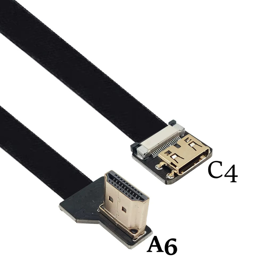 Chenyang FPV HDMI Typ-A Stecker mit 90-Grad-Winkel und MINI-HDMI kompatiblem FPC Flachkabel in Schwarz für Multicopter-Kamera-Luftaufnahmen - Bild 3