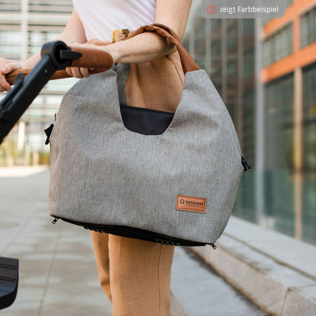 Gesslein Wickeltasche N°5 in Grau mit Wickelunterlage, Reißverschlusstasche, Täschchen und Isolierbehälter