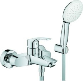 Grohe Eurosmart Wannen-Einhebelmischer mit Brausegarnitur, Wandmontage, Chrom - Bild 1