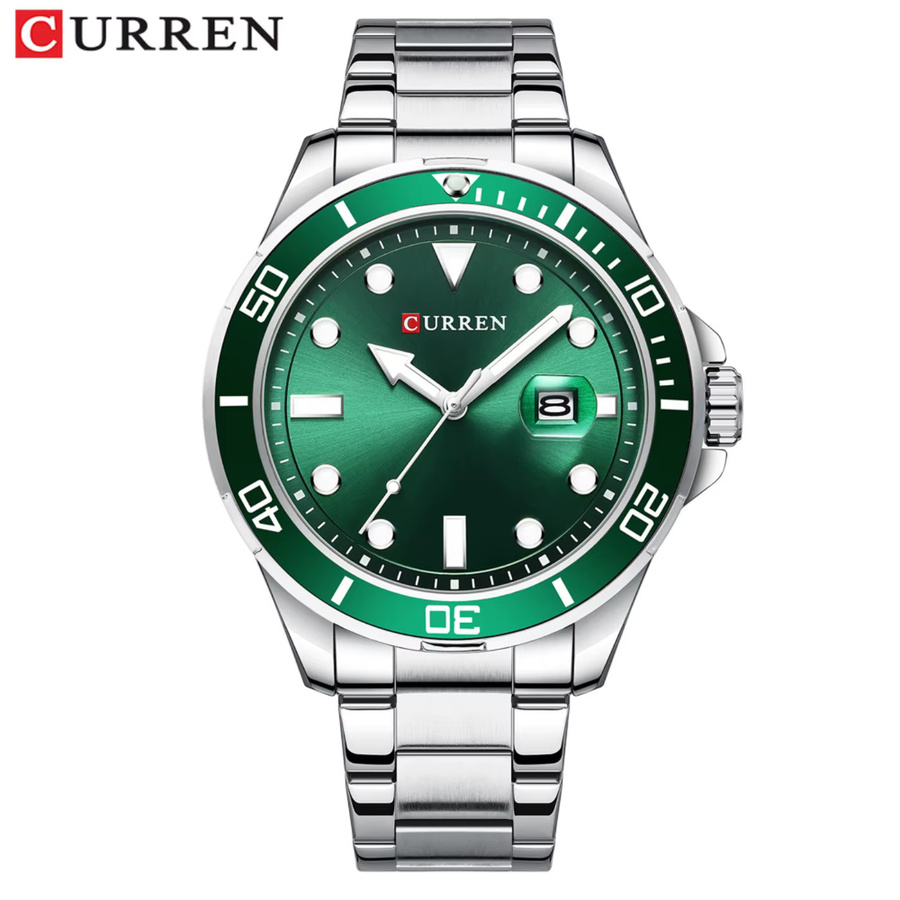 CURREN Armbanduhr, Quarz, Edelstahl, Grün, Herren - Bild 1