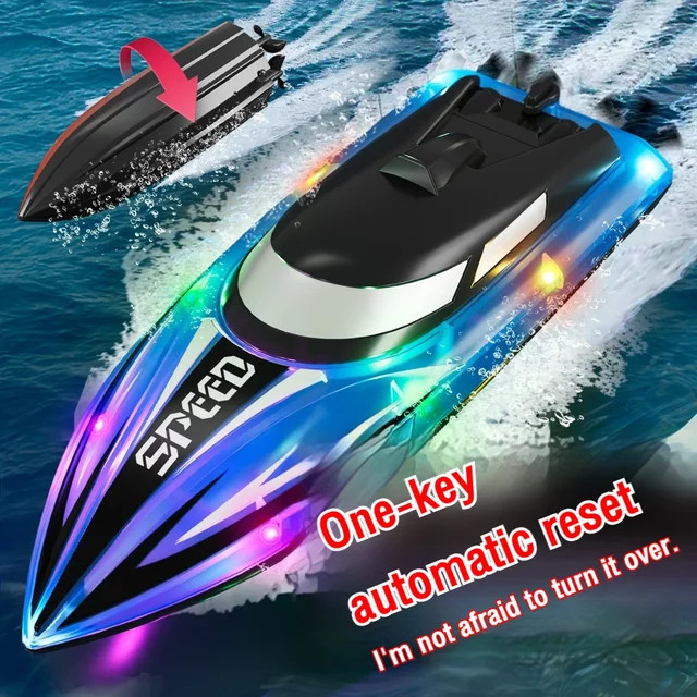 CONUSEA RC-Boot, ferngesteuertes Rennboot, mit LED-Lichtern, wasserdicht - Bild 1