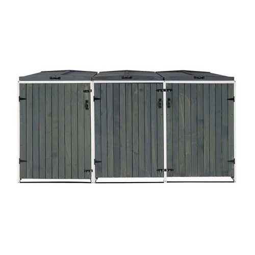 MVG Mülltonnenverkleidung MVG-H74 XL für 3 bis 6 Tonnen in Grau, B/H/T: 237,5 x 126 x 98 cm, erweiterbar - Bild 2