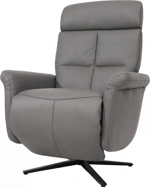 Relaxsessel MCW-L10 Design Fernsehsessel aus Voll-Leder mit Liegefunktion und Drehsitz in Dunkelgrau - Bild 1