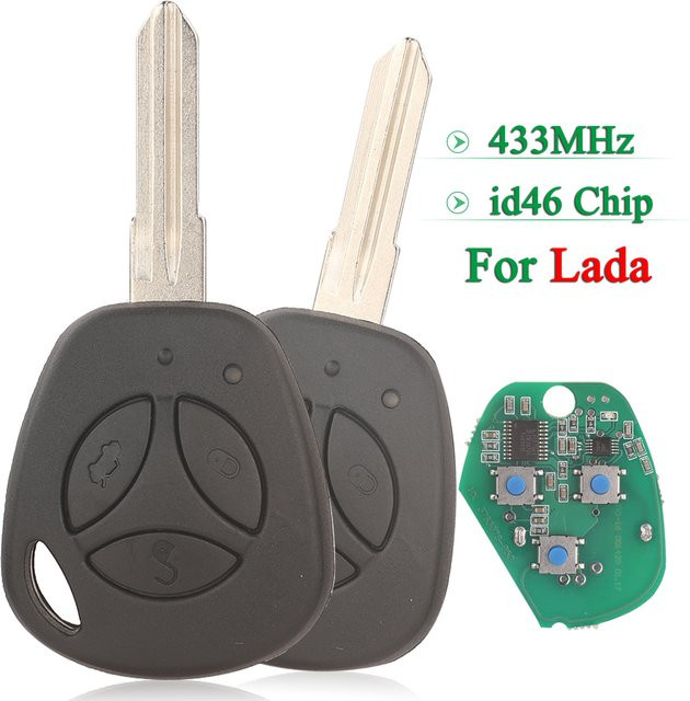 Jingyuqin 3-Tasten Auto Smart-Fernbedienungsschlüssel 433MHz ID46 Chip für Lada Granta Priora Vesta X-Ray Kalina in Schwarz - Bild 1