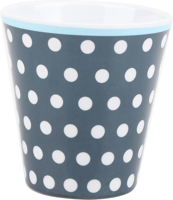 CosyHome Trinkbecher aus Melamin in Imitationsporzellan-Optik mit Punktmuster, Dunkelblau und Weiß, 260 ml - Bild 1