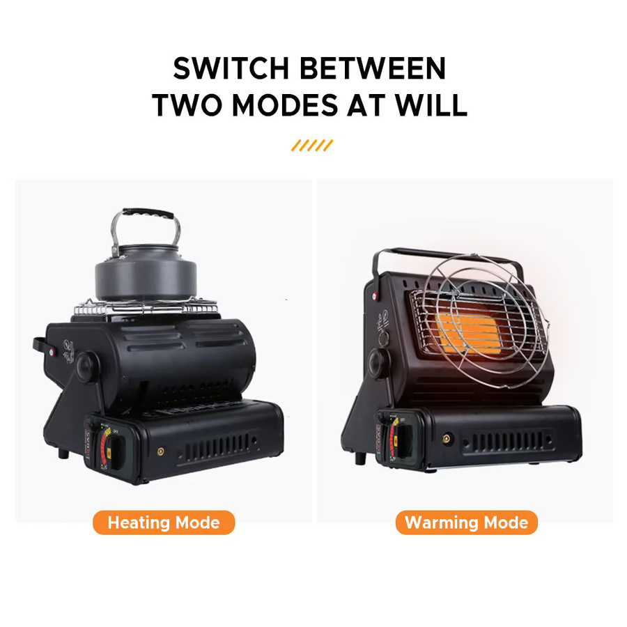 LIXADA Dual-Use Campingheizung und tragbarer Gasofen in Schwarz aus Metall mit 1300 W - Bild 3