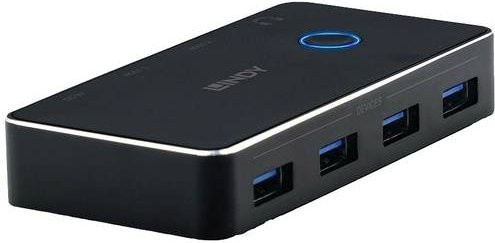 Lindy USB 3.2 Gen 1 Umschalter mit 4+2 Ports und USB-C sowie USB-A in Schwarz - Bild 1
