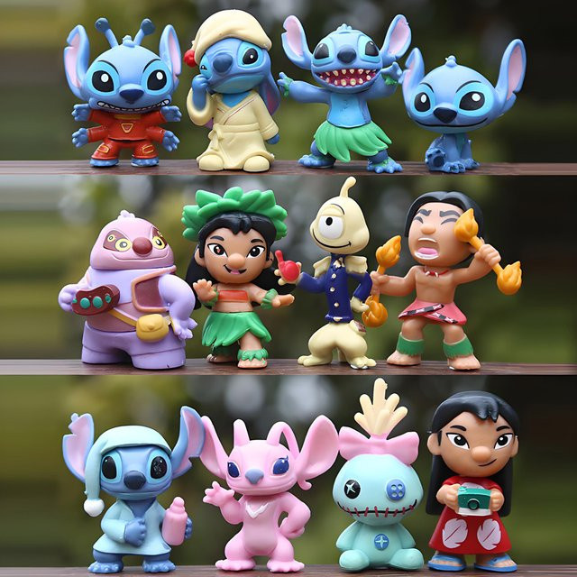 12er Set Bandai Stitch Lilo & Stitch Anime-Figuren aus PVC, Cartoon-Charaktere Sammlerstücke, Höhe: 5-7 cm - Bild 1