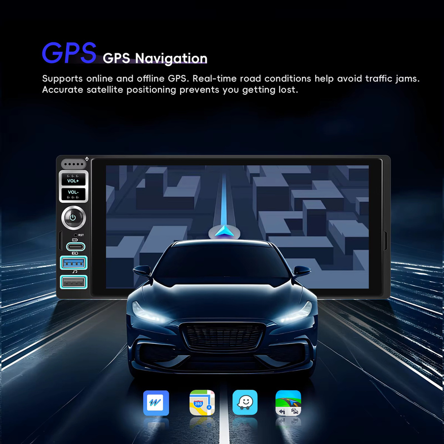 Podofo Android Autoradio mit 4+64GB Speicher, AI DSP, Carplay, Android Auto, Mirror Link, GPS-Navigation und WLAN in Schwarz - Bild 3